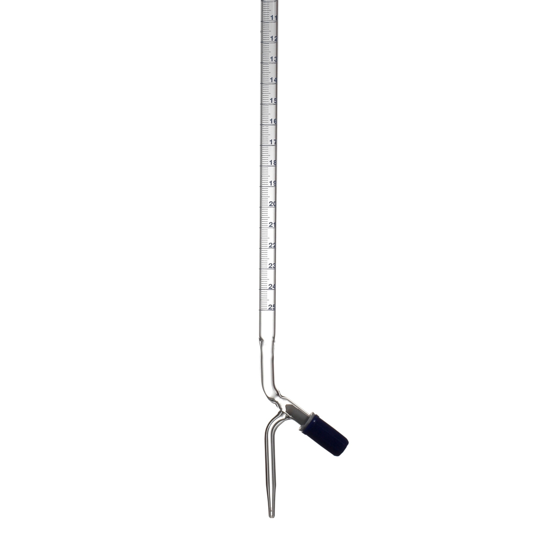 Burette, Schellbach, Class AS, Clear, PTFE Needle Valve Stopcock, Batch Certificate, Glassco, Capacity 25ml, Borosilicate Glass 3.3