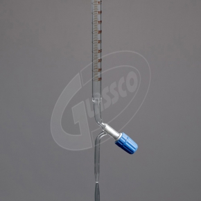 Burette, Class B, Clear, Amber Graduations, PTFE Needle Valve Stopcock, Glassco, Capacity 25ml, Borosilicate Glass 3.3