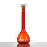 Volumetric Flask, Class A, Amber, PE Stopper, Borosilicate Glass