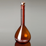 Volumetric Flask, Class A, Amber, Glass Stopper, Borosilicate Glass
