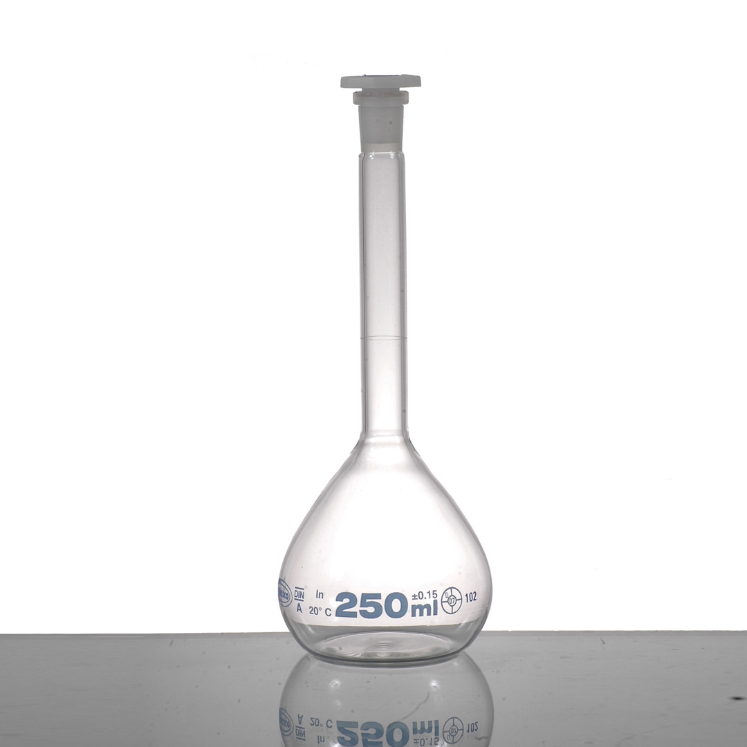 Jointed Glassware, Flask, Volumetric Flask, Clear, Class A, PE Stopper, Batch Certificate, Capacity 2000ml, Borosilicate Glass 3.3