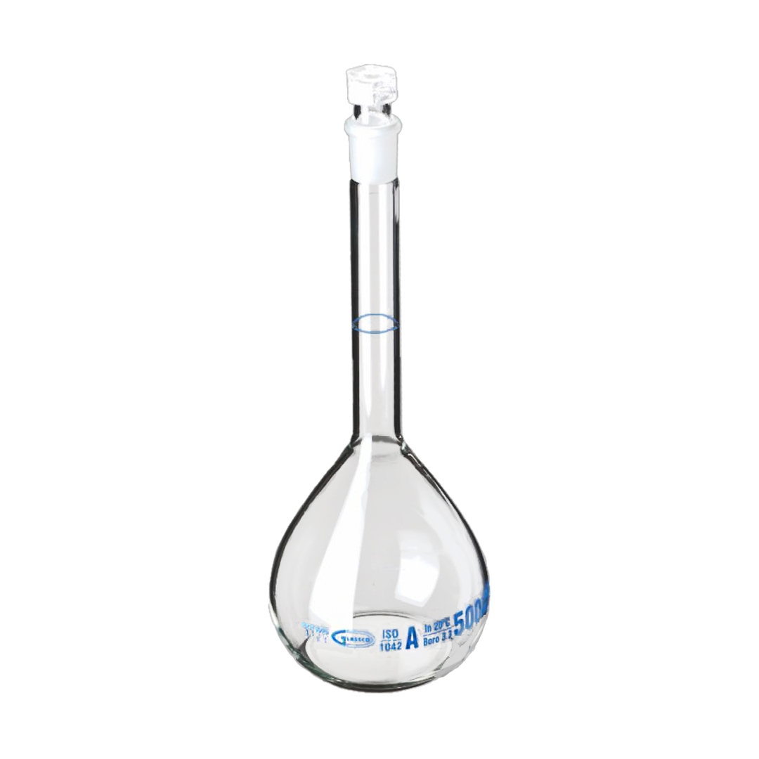 Jointed Glassware, Flask, Volumetric Flask, Clear, Class A, Hollow Glass Stopper, Batch Certificate, Capacity 2000ml, Borosilicate Glass 3.3