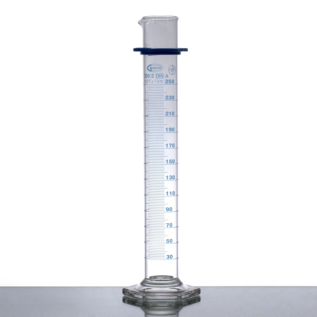 Measuring Cylinder 500ml, Hex Base, Class A With Lot Certificate, Glassco
