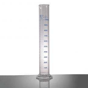 Measuring Cylinder 1000ml, Hex Base, Class A With Lot Certificate, USP Standards, Glassco