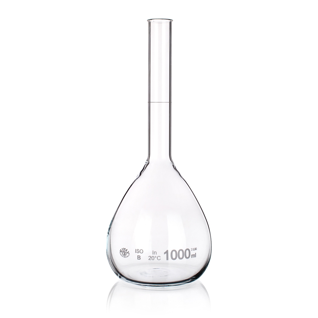 Flasks, Volumetric, Class B, No Stopper, Capacity 200ml, Tolerance 0.3ml, Outer Diameter 75mm, Height 210mm