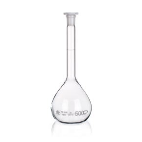 Flask, Volumetric Flask, Class B, Amber, Plastic Stopper