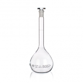 Flasks, Volumetric, Class B, Glass Stopper, Capacity 50ml, Tolerance 0.12ml, Outer Diameter 50mm, Height 140mm, Joint Size 12/21