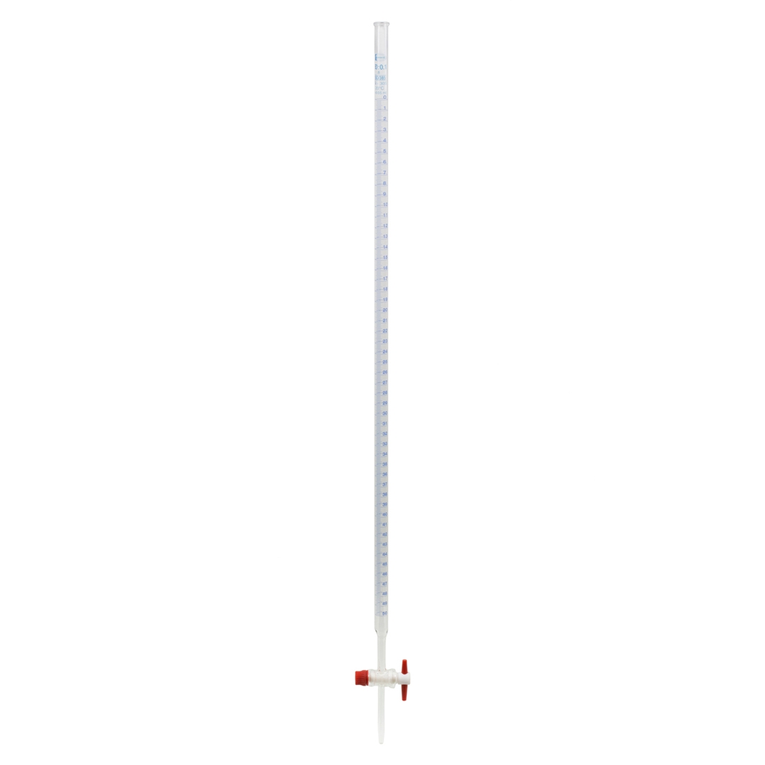 Burette, Class AS, Clear, PTFE Stopcock, Capacity 100ml, Borosilicate Glass 3.3