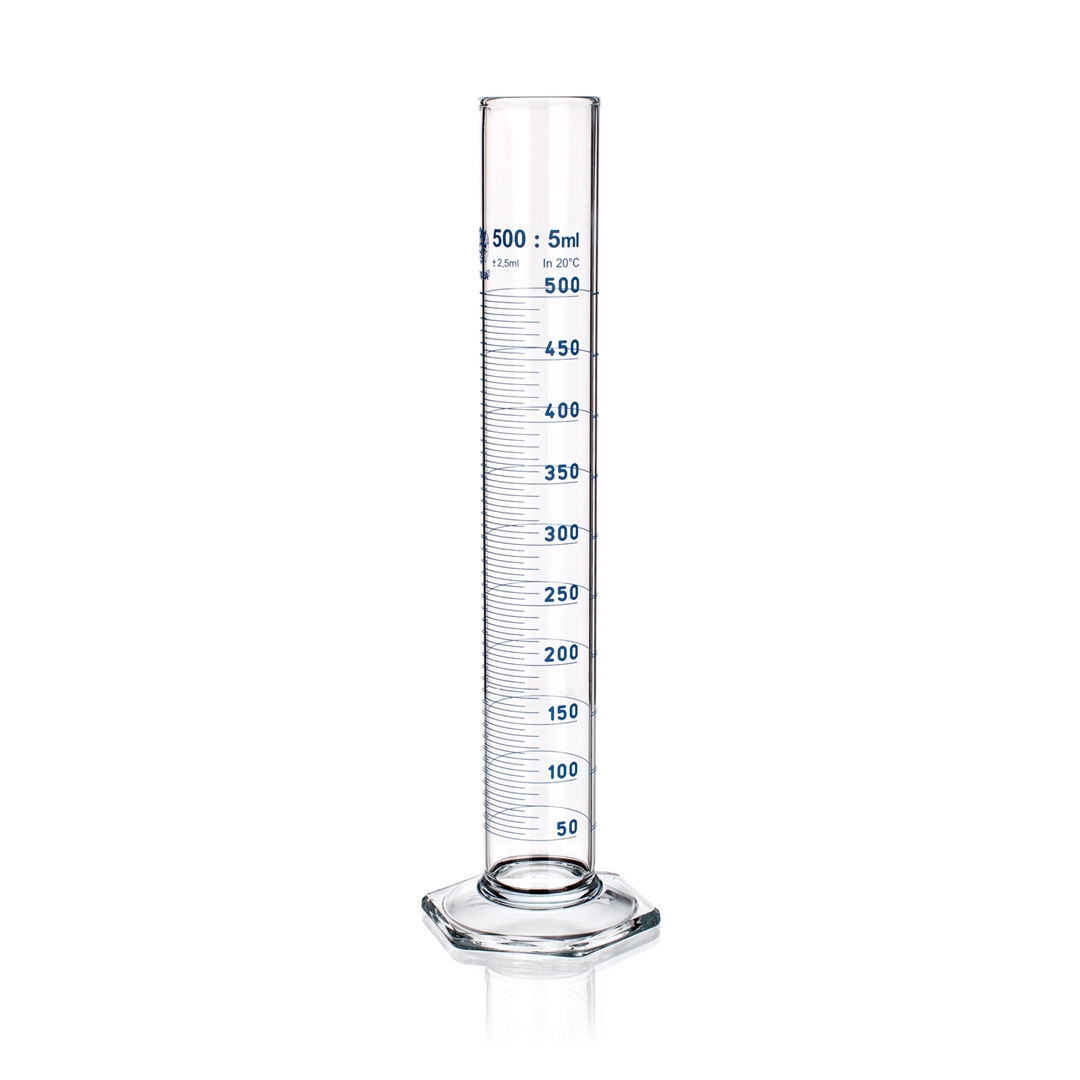 Measuring Cylinder, Class A, Blue Graduations, Hexagonal Base, Capacity 10ml, Borosilicate Glass 3.3