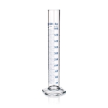 Measuring Cylinder, Class A, Blue Graduations, Hexagonal Base, Capacity 5ml, Tolerance 0.05ml, Divisions 0.1ml, Outer Diameter Top 12.9mm, Height 115mm
