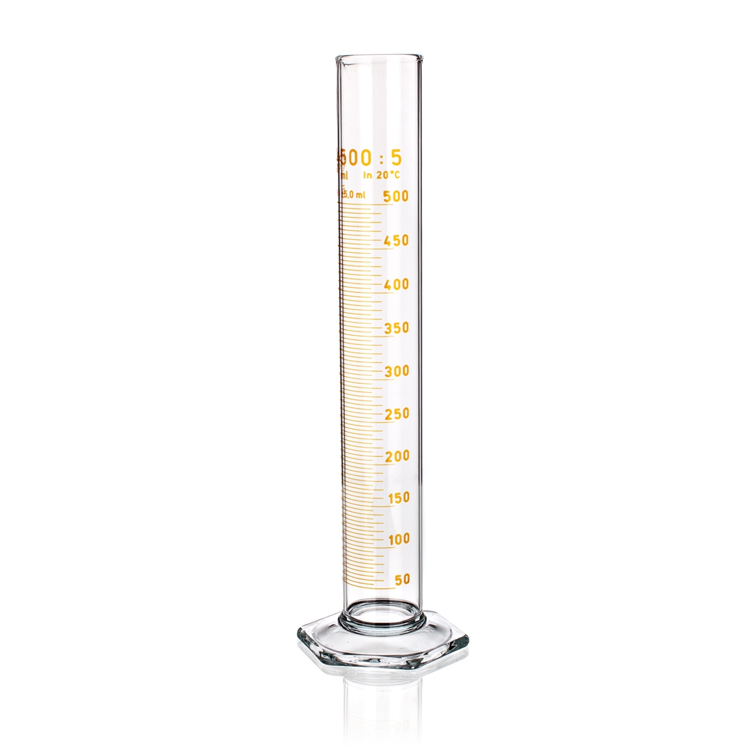 Measuring Cylinder, Brown Graduations, Capacity 25ml, Tolerance 0.5ml, Divisions 0.5ml, Outer Diameter Top 21.3mm, Height 160mm