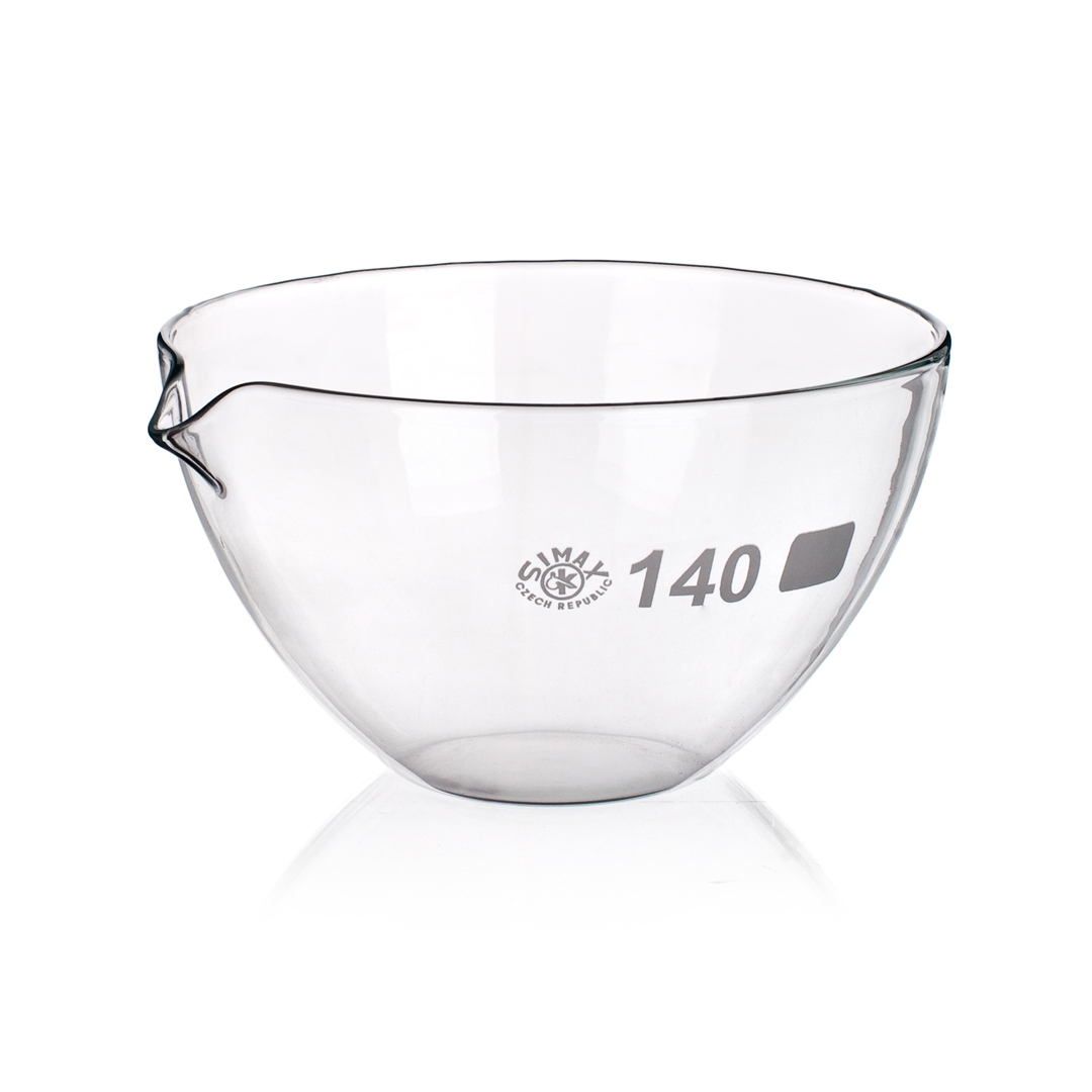 Dish, Evaporating Dishes, Flat Bottom, Spouted, Simax, Capacity 15ml, Outer Diameter Top 50mm, Outer Diameter Bottom 25mm, Borosilicate Glass 3.3