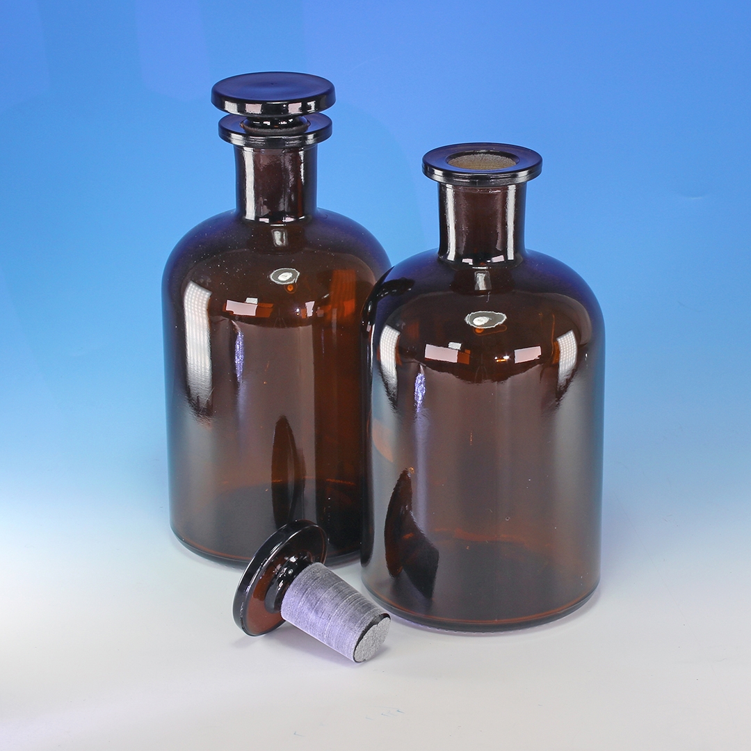 Bottle, Reagent Bottle, Amber, Narrow Mouth, Glass Stopper, Capacity 5000ml, Soda Glass