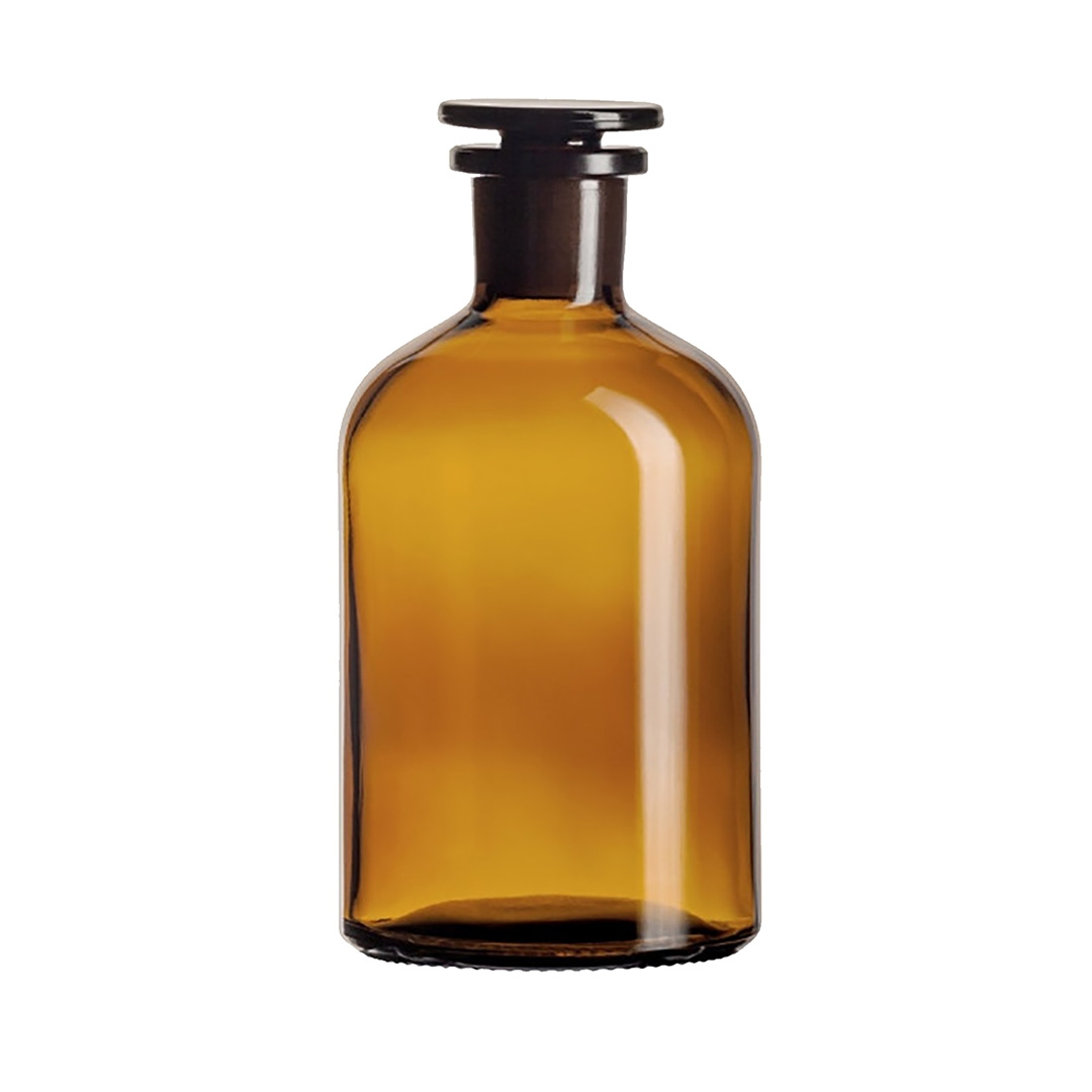 Bottle, Reagent Bottle, Amber, Narrow Mouth, Glass Stopper, Capacity 2000ml, Soda Glass