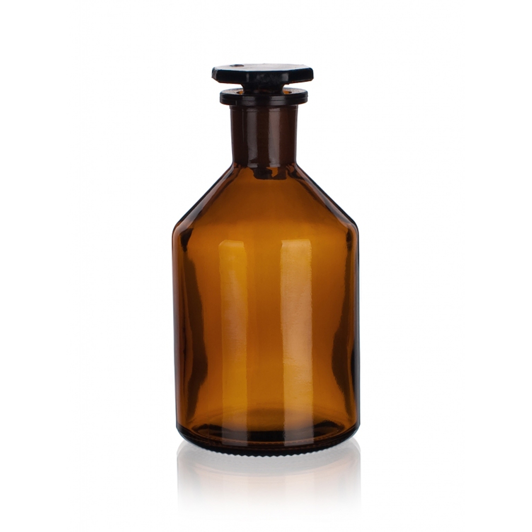 Reagent Bottle, 5000ml, Amber, Narrow Mouth, Glass Stopper, Soda-Lime Glass
