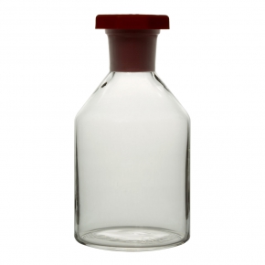 Bottle, Reagent Bottle, Narrow Mouth, Plastic Stopper, Plastic Coated, Capacity 250ml, Durable And Reusable, Soda Glass