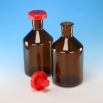 Bottle, Reagent Bottle, Amber, Plastic Stopper, Glass