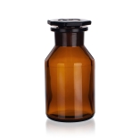 Reagent Bottle, Amber, Wide Mouth, Glass Stopper, Capacity 500ml, Outer Diameter 85mm, Height 162mm, Joint Size 45/27