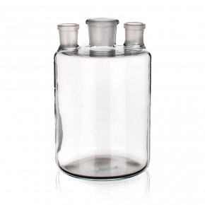 Woulff Bottle, Three Neck, Capacity 500ml, Outer Diameter 95mm, Height 145mm, Joint Size 19/26, Joint Size 19/26