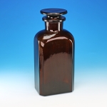 Bottle, Reagent Bottle, Square, Amber, Wide Mouth Stopper, Soda Glass
