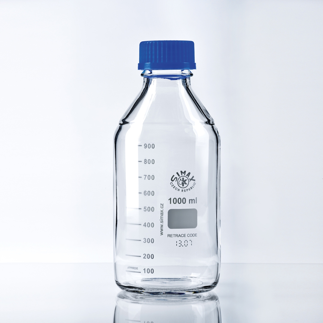 Reagent Bottle, Blue Screw Cap, Capacity 1000ml, Thread Size 45, Outer Diameter 101mm, Height 203mm