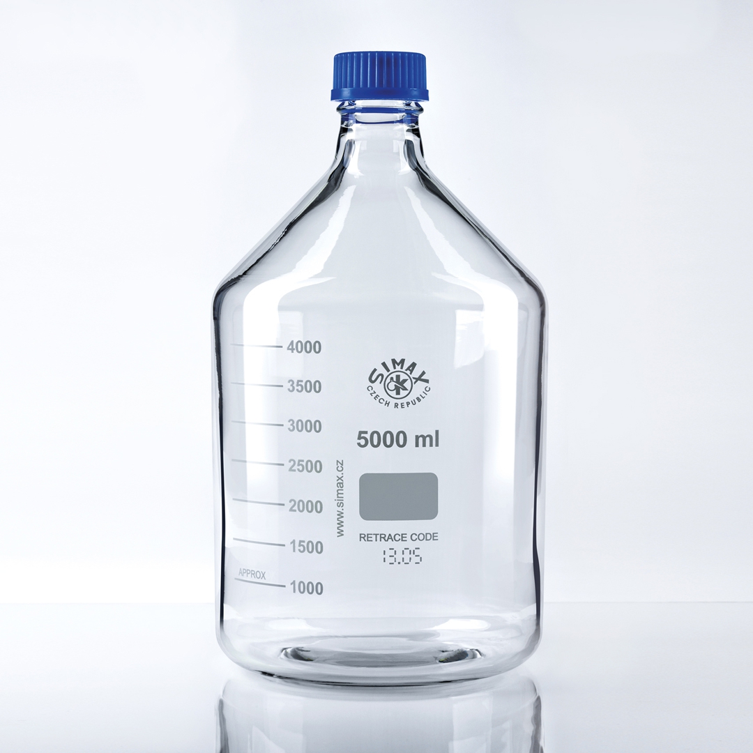 Reagent Bottle, Blue Screw Cap, Capacity 5000ml, Thread Size 45, Outer Diameter 181mm, Height 330mm