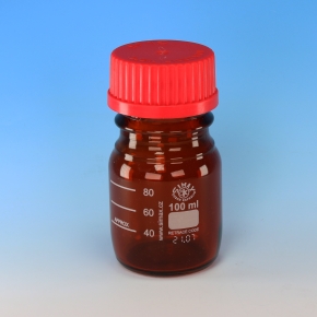 Bottle, Reagent Bottle, Amber, Red GL45 Screw Cap With Ptfe Seal, Capacity 250ml, Borosilicate Glass 3.3