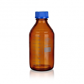 Reagent Bottle, Amber, Blue Screw Cap, Capacity 500ml, Thread Size 45, Outer Diameter 86mm, Height 182mm