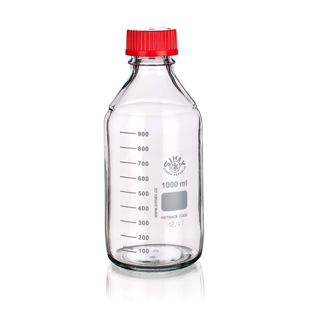 Reagent Bottle, Red Screw Cap, Capacity 250ml, Thread Size 45, Outer Diameter 70mm, Height 143mm