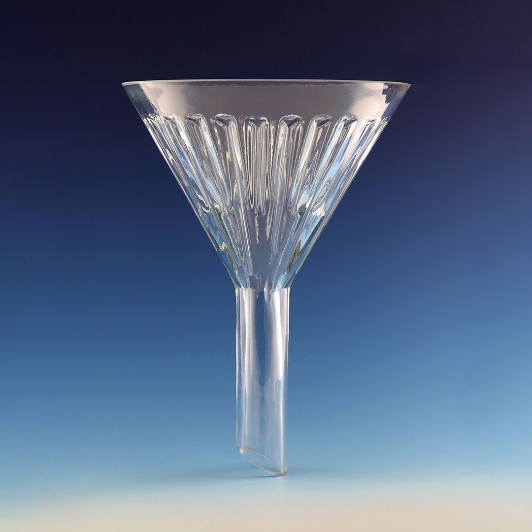 Funnel, Ribbed Funnel, Clear, Outer Diameter Top 100mm, Borosilicate Glass 3.3