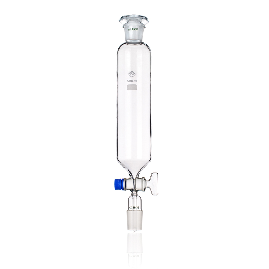 Funnel, Separatory, Cylindrical, Glass Stopper, No Graduations, Capacity 2000ml, Joint Size 29/32, Joint Size 29/32, Height 65mm, Bore Size 6mm