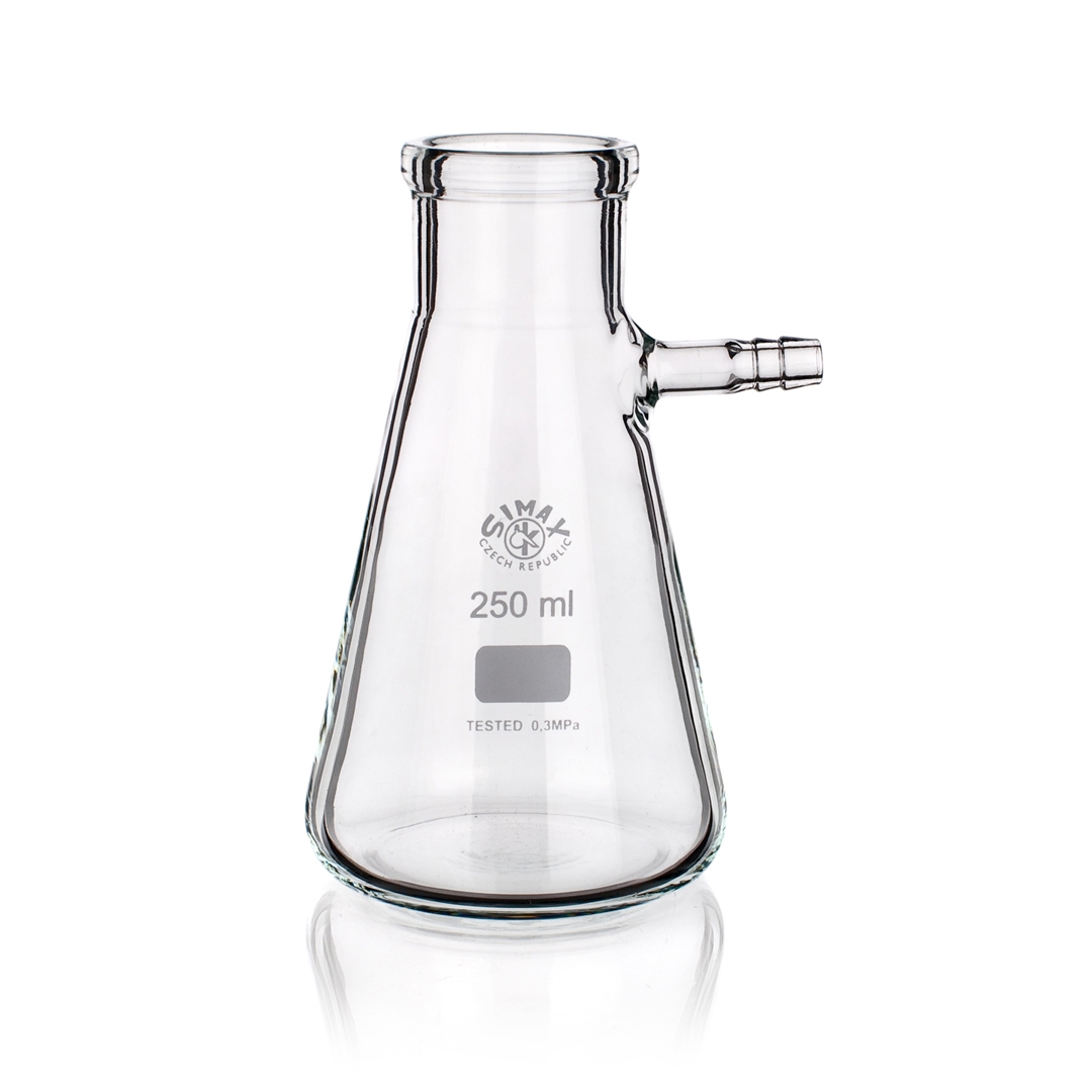 Flask, Filtering Flask, Glass Side Hose, Capacity 100ml, Borosilicate Glass