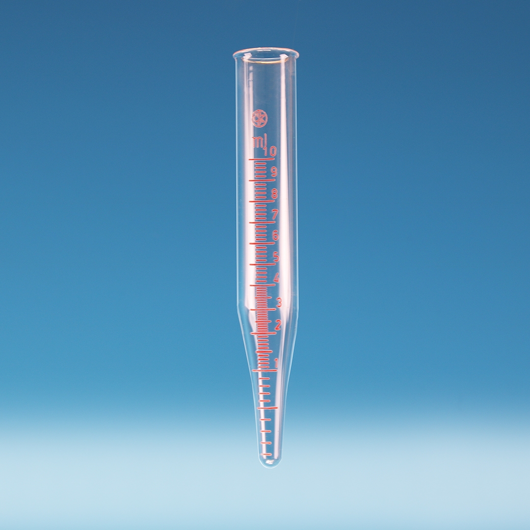 Tube, Centrifuge Tube, Conical, Graduated, Clear, Simax, Capacity 10ml, Borosilicate Glass 3.3