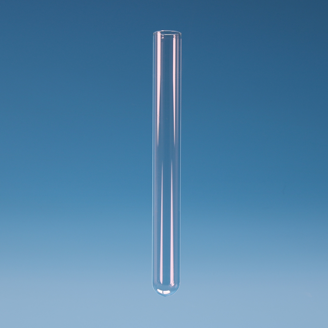 Test Tube, Without Rim, Clear, Outer Diameter 16mm, Length 100mm, Wall Thickness 1.2mm, Borosilicate Glass 3.3