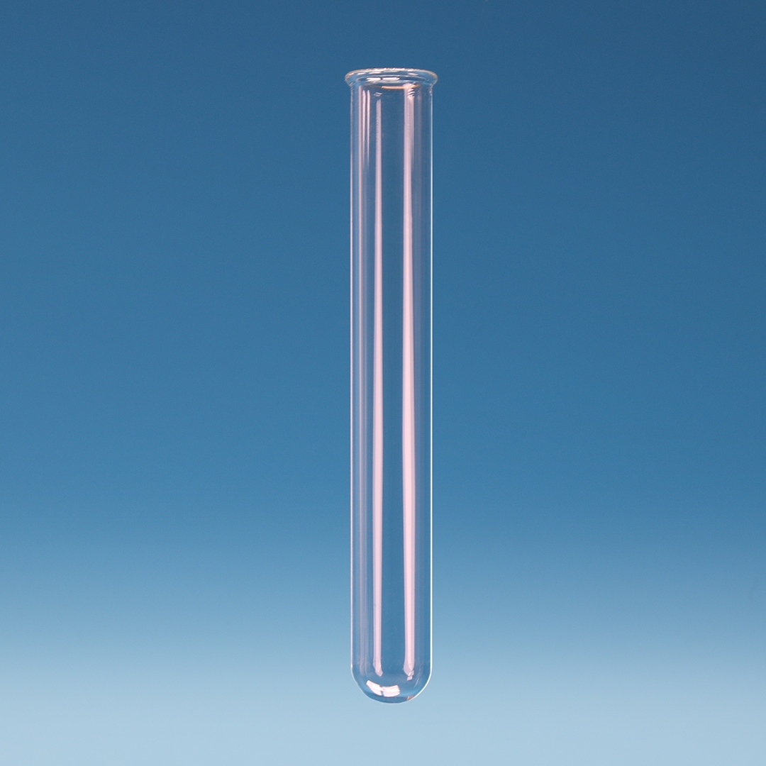 Test Tube, Rimmed, Clear, Outer Diameter 12mm, Length 100mm, Wall Thickness 1mm, Borosilicate Glass 3.3