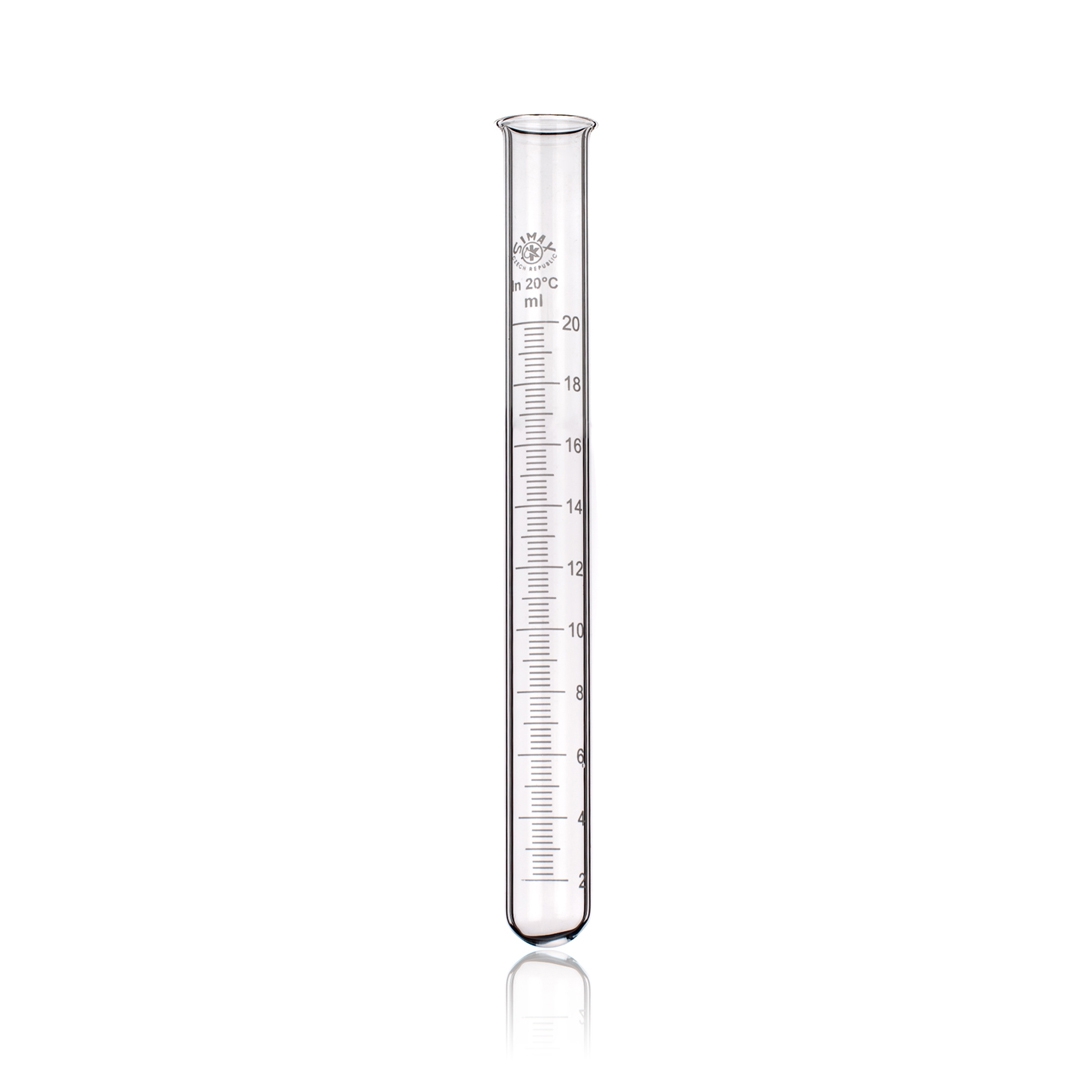 Test Tubes, With Rim, Graduated, Capacity 20ml, Divisions 0.2ml, Outer Diameter 17mm, Length 160mm
