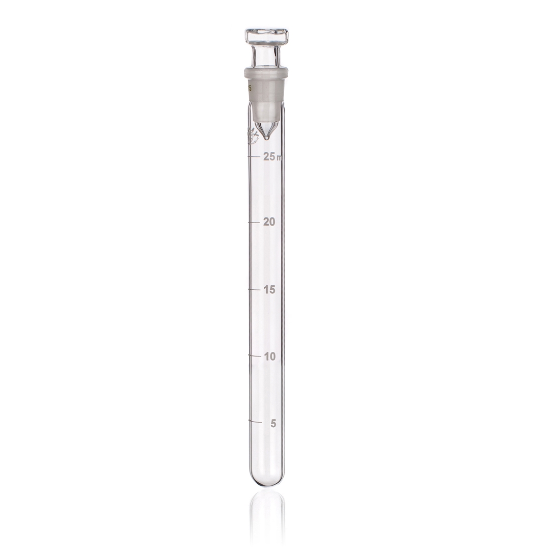 Test Tube, Glass Stopper, Graduated, Clear, Simax, Capacity 25ml, Joint Size 14/15, Height 190mm, Borosilicate Glass 3.3