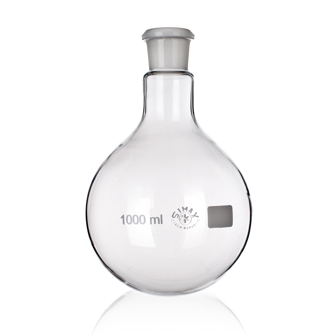 Flask, Round Bottom, Jointed, Capacity 1000ml, Outer Diameter 131mm, Height 210mm, Joint Size 29/32