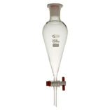 Funnel, Separating Funnel, Squibb Shape, Clear, PE Stopper, PTFE Stopcock, Capacity 100ml, Borosilicate Glass 3.3