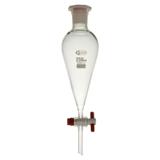 Funnel, Separating Funnel, Squibb Shape, Clear, PE Stopper, PTFE Stopcock, Capacity 100ml, Borosilicate Glass 3.3