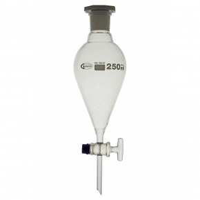 Separatory Funnel, Pear Shape, Glass Key, PE Stopper, Capacity 1000ml, Borosilicate Glass