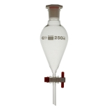 Separatory Funnel, Pear Shape, PTFE Key, PE Stopper, Capacity 100ml, Borosilicate Glass