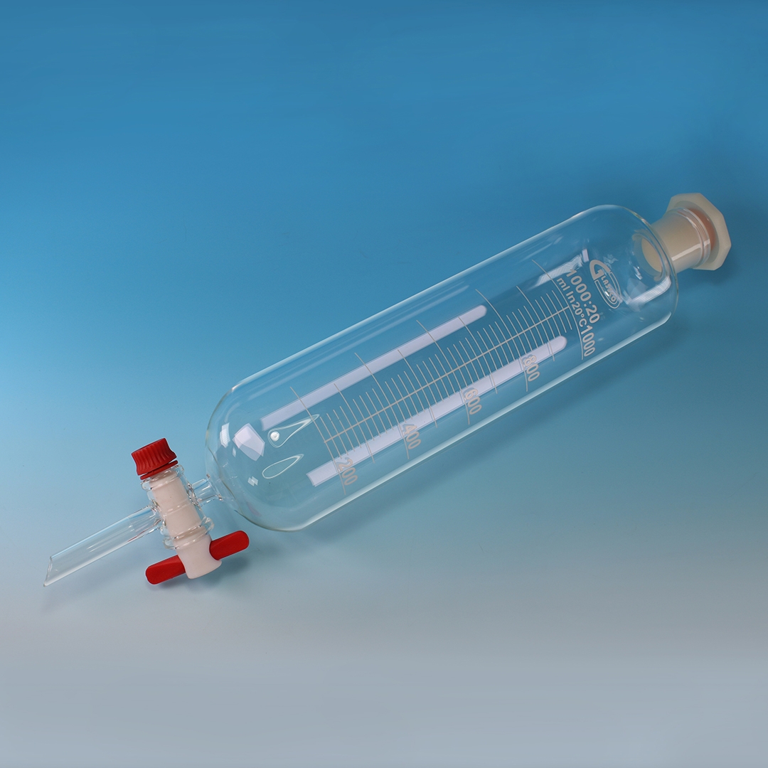 Funnel, Dropping, Cylindrical, Clear, PE Stopper, PTFE Stopcock, Capacity: 500ml, Joint: 29/32, Borosilicate Glass 3.3