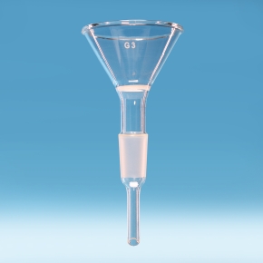 Funnel, Conical Funnel, Sintered Disc, Clear, Borosilicate Glass 3.3