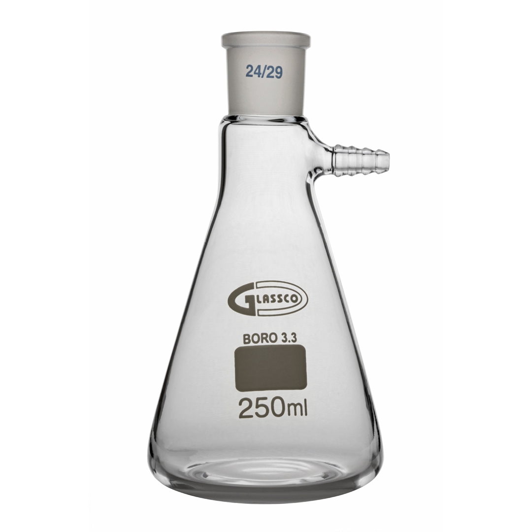 Jointed Glassware, Flask, Buchner Flask, Clear, Side Arm, Capacity 100ml, Socket 19/26, Borosilicate Glass 3.3