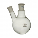 Flask, Round Bottom, 2 Neck, Angled, Borosilicate Glass