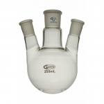 Flask, Round Bottom, 3 Necks, Angled, Borosilicate Glass