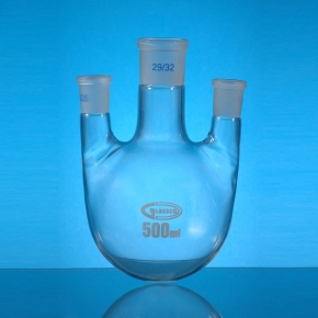 Jointed Glassware, Flask, Round Bottom, 3 Neck, Parallel, Clear, Glassco, Capacity 250ml, Centre Joint 24/29, Side Socket 19/26, Borosilicate Glass 3.3