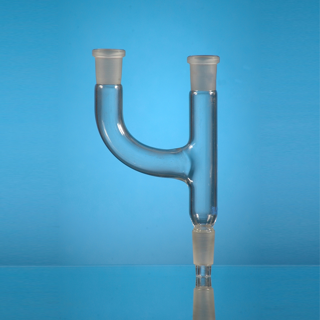 Jointed Glassware, Adapter, 2 Parallel Necks, Clear, Glassco, Socket 14/23, Cone 19/26, Borosilicate Glass 3.3