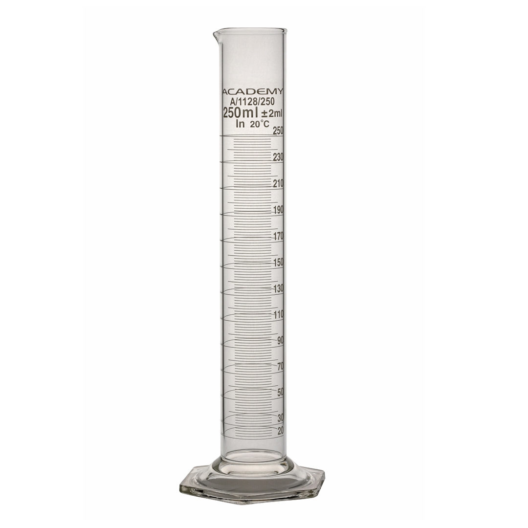 Academy Measuring Cylinder, Capacity 10ml, Hex Base, Borosilicate Glass